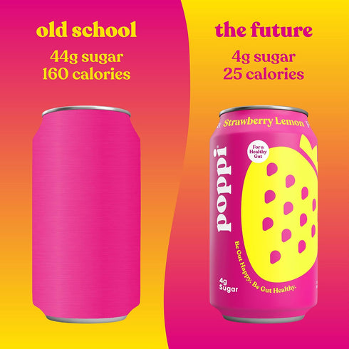12 Oz (Pack 3) Poppi Strawberry Lemonade Prebiotic Soda, Fl Can