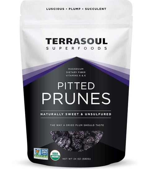 Terrasoul Superfoods Organic Dried Pitted Prunes, 1.5 Lbs - Fiber | Vitamin
