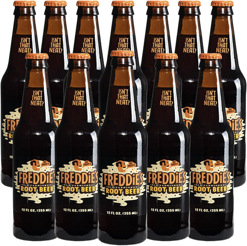Freddies Old Fashioned Soda - Root Beer 12oz Bottles - 12 Pack