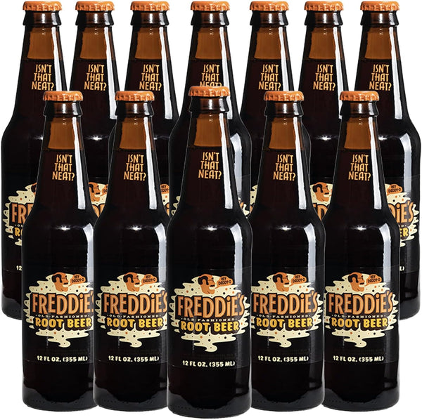 Freddies Old Fashioned Soda - Root Beer 12oz Bottles - 12 Pack