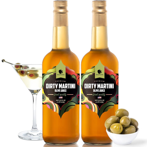 Gourmanity Olive Juice for Dirty Martinis, Premium Olive Brine an Ideal Martini