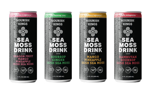 (11 oz, 12-Pack) Nourish Kings Sea Moss Drink Dragon Fruit Mango Pineapple fl