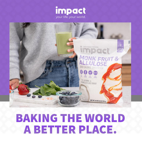 4lb Impact - Monk Fruit Allulose Sweetener, Crystallized Blend Sugar Substitute - Zero Calorie Low-Carb Essential