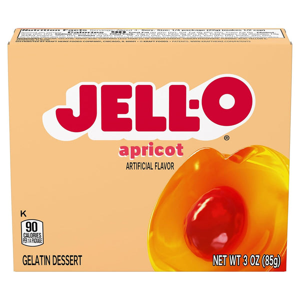 Jell-O Instant Gelatin Dessert Mix, Apricot Flavor, Fat Free, No Artificial Sweeteners, 3-Ounce Box (Pack of 2)