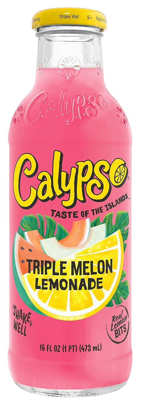 6 Pack, 16 Oz (Pack 12) Calypso Lemonade, Flavor Variety Made with Real Fruit, Fl Glass Bottles