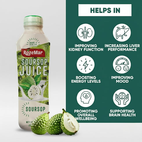Rozemar 16 oz Pack 12 Soursop Juice | Tropical Soursop Beverage | Rich Flavor Superfruit Drink | fl Bottles |