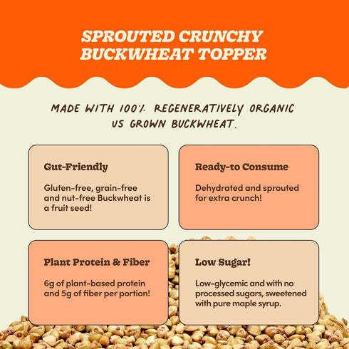 1 Pack) Lil Bucks Sprouted Regeneratively Grown Buckwheat Seeds Paleo Cereal, Gluten-Free Granola, High in Protein, Low