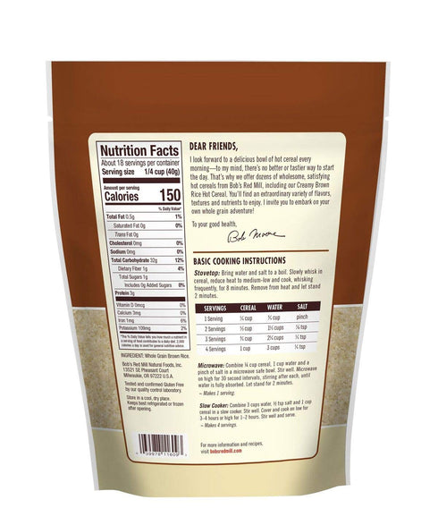 26 oz (Pack 4) Bob's Red Mill Creamy Rice Farina Hot Cereal, Brown