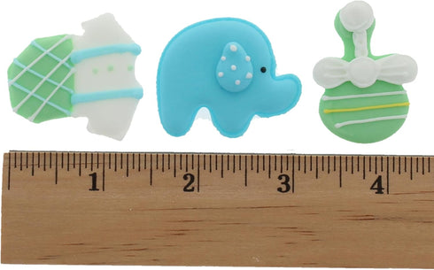 48 Count Royal Icing Decorations, Baby Boy, Gender Reveal Party, Baby Shower Edible Kosher Decorations for Cakes