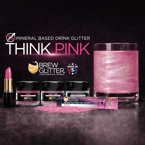 4 Brew Glitter Edible Glitter for Drinks, Cocktails, Beer, Garnish & Beverages (Pink, Grams)