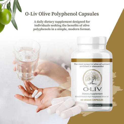 30 Extra Virgin Olive Oil Capsules, High-Phenolic Olive Oil Extract, Olive Polyphenols & Oleocanthal, Veggie Capsules