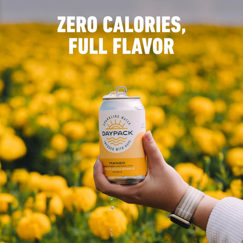 Daypack 12 Pack, 12 Oz Athletic Brewing Company Sparkling Water Infused With Hops, Gluten Free & Vegan Soda Water, Zero