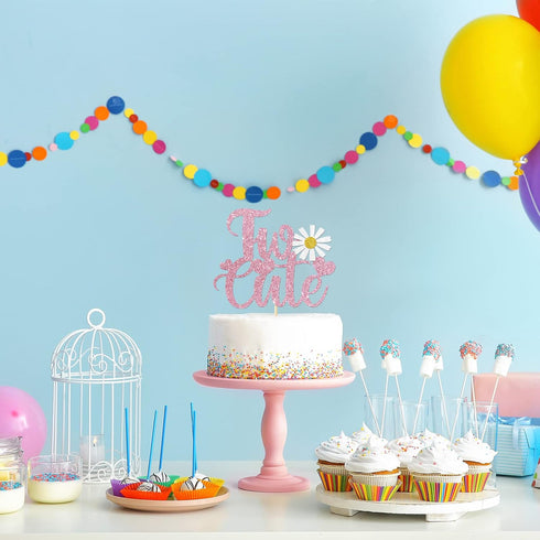 Kaakswa 2nd Two Cute Cake Topper Girl Birthday Party Decoration Sweet Baby Girl Second Birthday Anniversary Decor