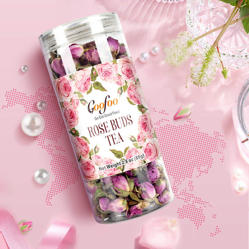 Goofoo Dried Rose Buds Rose Tea, Edible Whole Dry Roses, Premium Loose Leaf Herbal Tea, Ideal for Gift - 2.8 oz