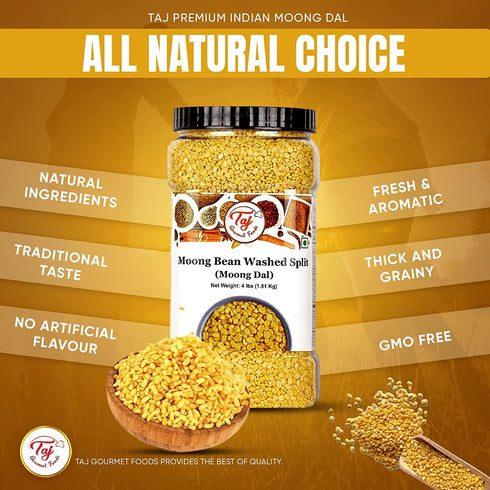 TAJ Gourmet Foods (4-Pounds) TAJ Moong Dal Mung Lentils