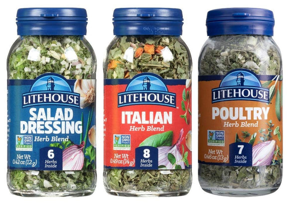 Litehouse Freeze-Dried Flavors Variety Herb Blend Pack (Italian, Poultry, Salad Dressing) - Organic Spice, Non-GMO