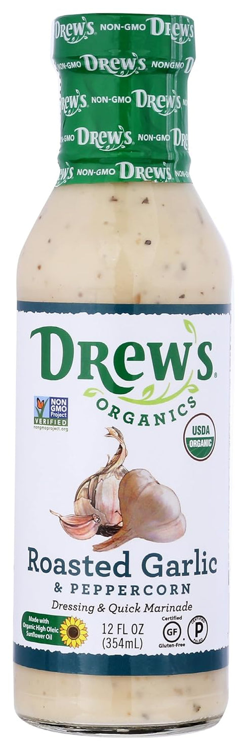 Drew's All Natural Drew's All-Natural Salad Dressing and 10 Minute Marinade, Roasted Garlic & Peppercorn,