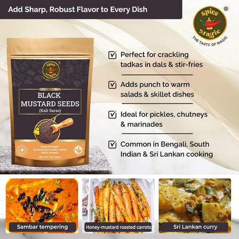 100% 7oz (200g) Spice Magic Black Mustard Seed ~ Pure, Aromatic & Natural | I Kali Rai | Non-GMO | Indian Origin