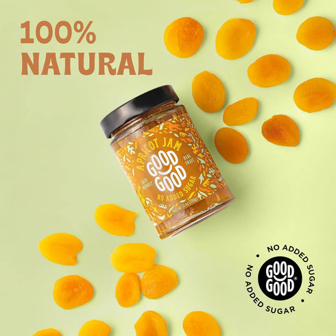 12oz 330g (Pack 1) GOOD GOOD Apricot Jam - No Added Sugar - Low Calorie - Gluten Free and Vegan - Diabetic and Keto