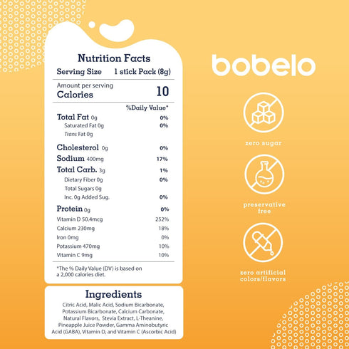 Packets Packets 30ct Bobelo Self Carbonating Hydration | Low Calorie Drink Mix, Electrolytes Powder | Keto Friendly