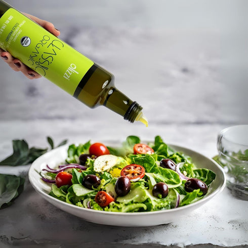 (1, 16.9 OZ) Olizzi Classic Organic Olive Oil Extra Virgin Cold Pressed, New Harvest, Hand Picked, USDA Organic