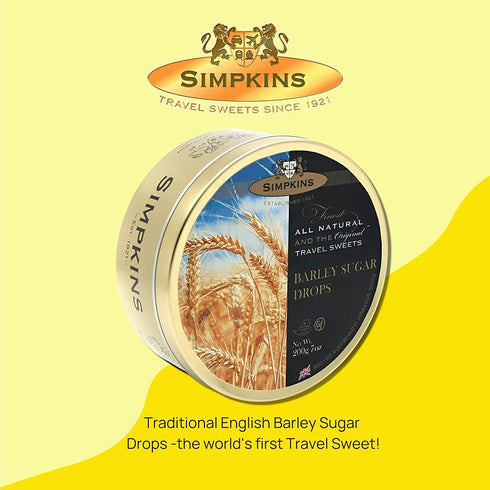 Goodscious 200 Simpkins Traditional English Barley Sugar Drops - Barley Sugar Hard Candy - Old-Fashioned Drops