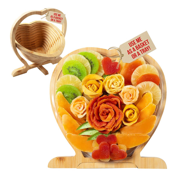 Dried Fruit Gift Basket- Heart Shaped Food Tray- Gourmet Assortment of Premium