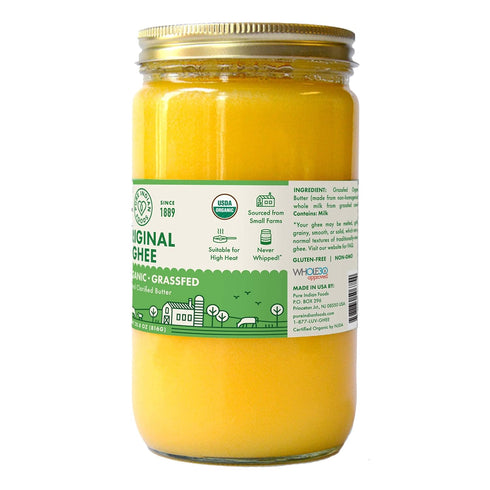 28.8 oz, (32 oz 1 Pure Indian Foods Organic Grassfed Original Ghee, Clarified Butter, Pasture Raised, Non-GMO, Gluten