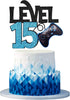 Level 15 Game Birthday Cake Topper - Video Game Boy's 15th Birthday Level Up Party Supplies - Blue Gaming Party