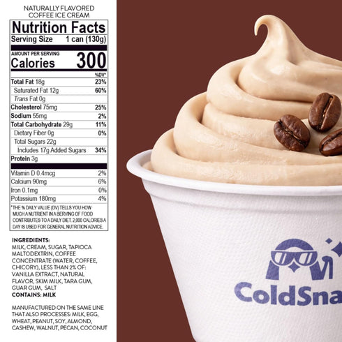 pack 12 ColdSnap Coffee Ice Cream Pods Creamy, Bold Single-Serve Dessert Made in Minutes Rich Coffee Flavor with Zero