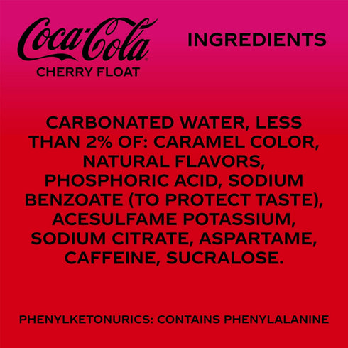 12 oz, 12 Pack Coca-Cola Zero Sugar Cherry Float Soda Soft Drink Cans, fl