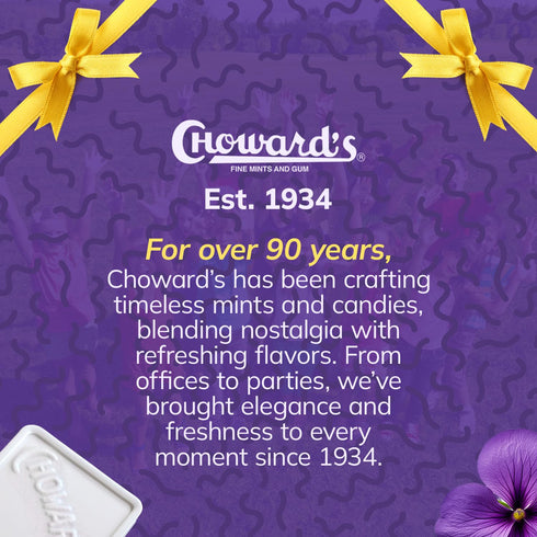 24 Count Choward's Violet Mints Candy - Gift Edition, | Floral-Flavored Treats for a Sweet Celebration!