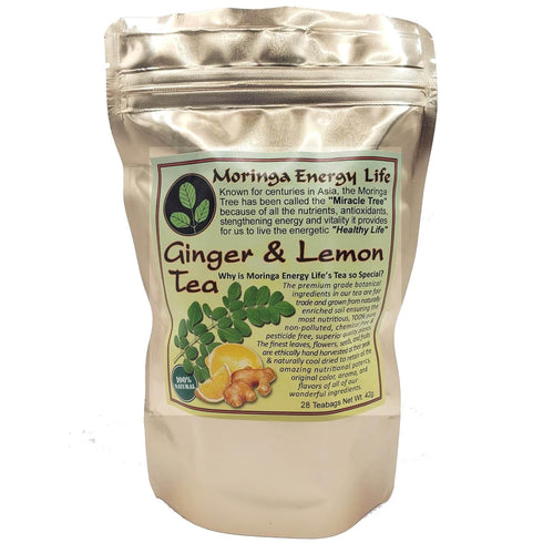 Moringa Ginger Lemon Tea – 28 tea bags (Keto, Detox, Paleo, Vitamin & Minerals Booster, Vegan, Gluten-Free,