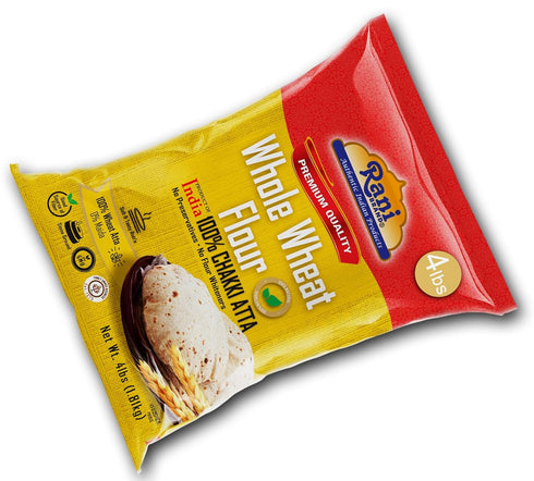 (100% 64oz (4lbs) 1.81kg Rani Chapati Flour Pure Whole Wheat Chakki Atta), For Making Roti & Indian Breads Bulk ~ All