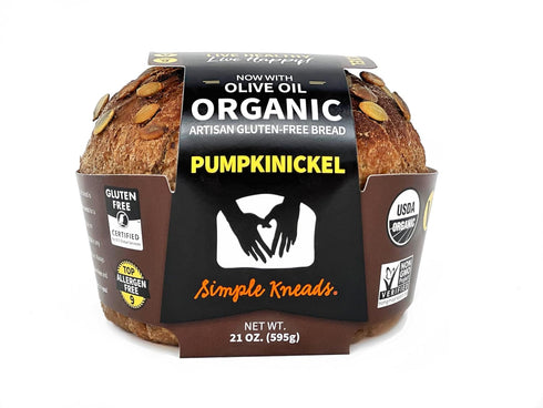 3 Pack 9 Simple Kneads Gluten-Free Pumpkinickel Bread Organic, Top Allergen-Free, Artisan-Style Loaves-Extra Virgin