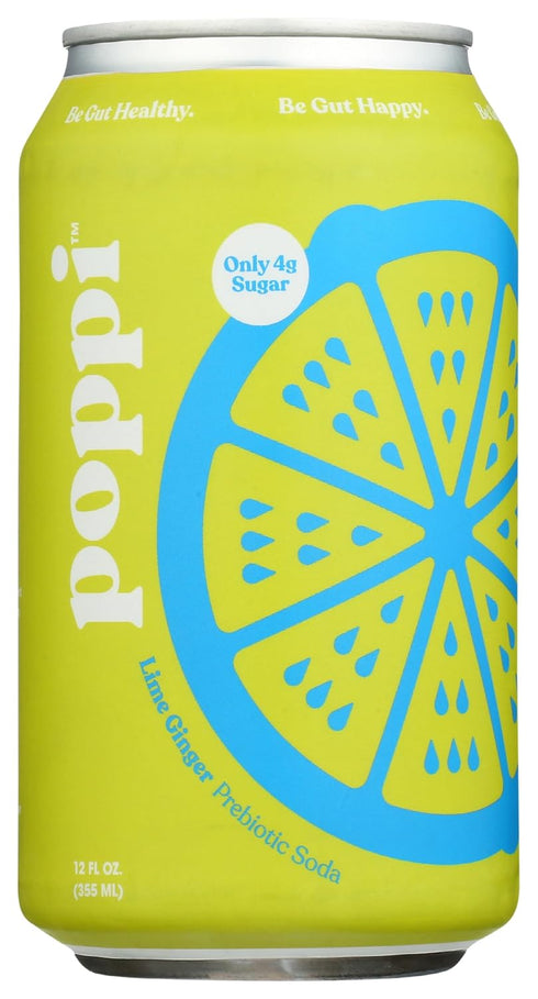 12 Poppi Lime Ginger Prebiotic Soda, Fz