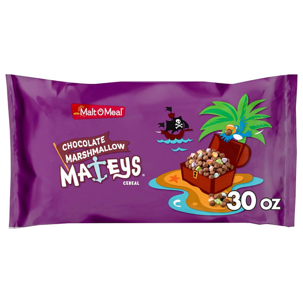 Malt-O-Meal Chocolate Marshmallow Mateys Breakfast Cereal, Crunchy Chocolate Cereal with Marshmallows, Large
