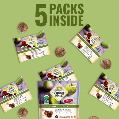 (3 (5) 1.76oz Packs Turkish Dried Figs - Sunny Fruit - Bags) - Portion per Bag | Purely Figs - NO Added Sugars, Sulfurs