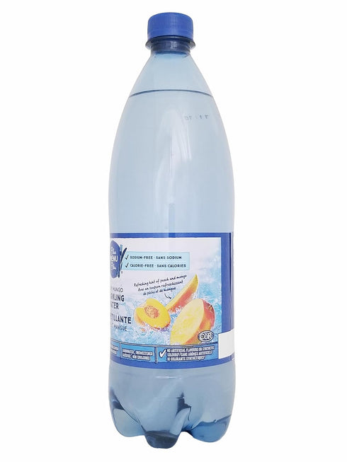President Choice 1L/35.2 oz PC Blue Menu Peach Mango Flavored Sparkling Water, fl