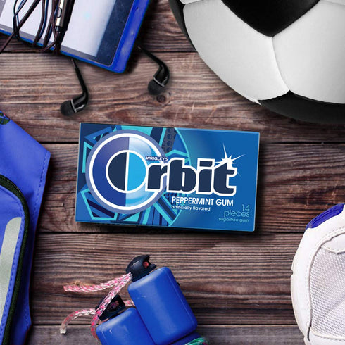 ORBIT Peppermint Sugarfree Chewing Gum, 3 Packs of 14-Pieces (42 Total Pieces)