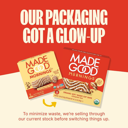 1.06 Oz (30 Count) MadeGood Mornings Soft Baked Breakfast Bars, Cinnamon Bun Gluten Free Snacks