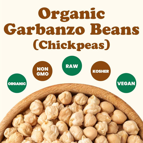 5 Food to Live Organic Garbanzo Beans, Pounds Dried Chickpeas, Non-GMO, Kosher, Raw, Sproutable, Bulk
