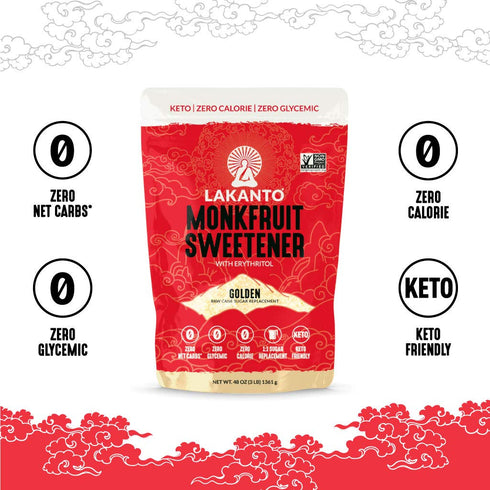 5 lb) Lakanto Golden Monk Fruit Sweetener with Erythritol - Raw Cane Sugar Substitute, Zero Calorie, Keto Diet