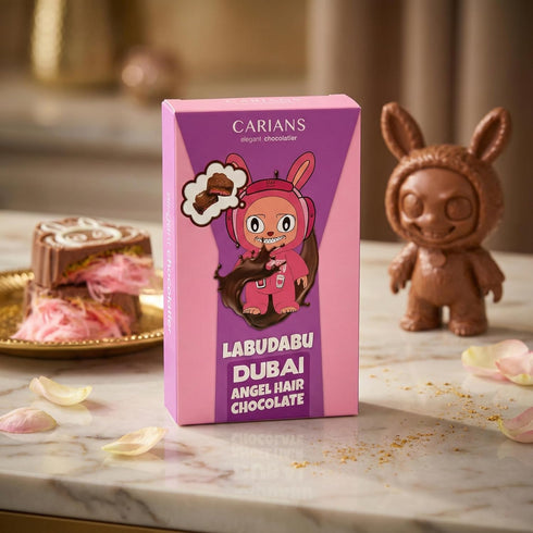 CARIANS Cartoon's Dubai Angel Hair Chocolate Bar, Pink Cotton Candy, Rich Dubai Cream with Pistachio and Crispy