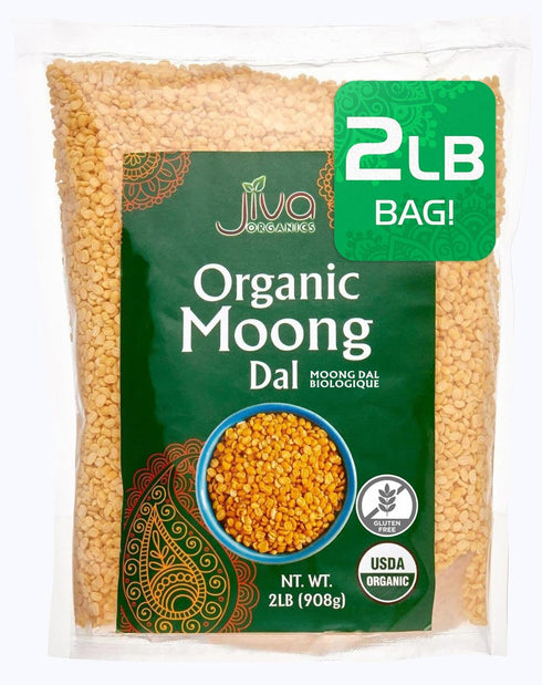 Jiva Organic Yellow Moong Dal 2 LB - Non-GMO, Gluten Free -