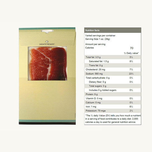 3 oz Pack 4 24 Monte Nevado Serrano Ham Sliced - Each, of Units - Months Avg Curing Time - Authentic Jamon Serrano