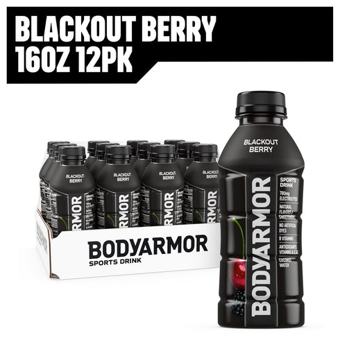 Potassium-Packed 16 Oz (Pack 12) BODYARMOR Sports Drink Sports Beverage, Blackout Berry, Coconut Water Hydration