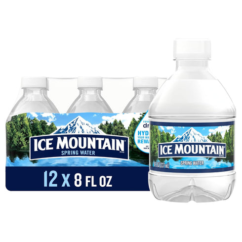 Ice Mountain Spring Water, 12 Pack Refreshing Crisp Bottled Water 8 fl