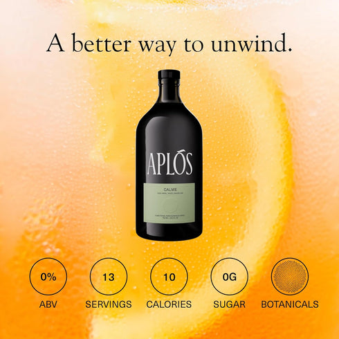 750ml Apls Calme Non Alcoholic Drink - Botanical Infused Calming Beverage Formulated to Relax and Unwind, Zero Sugar