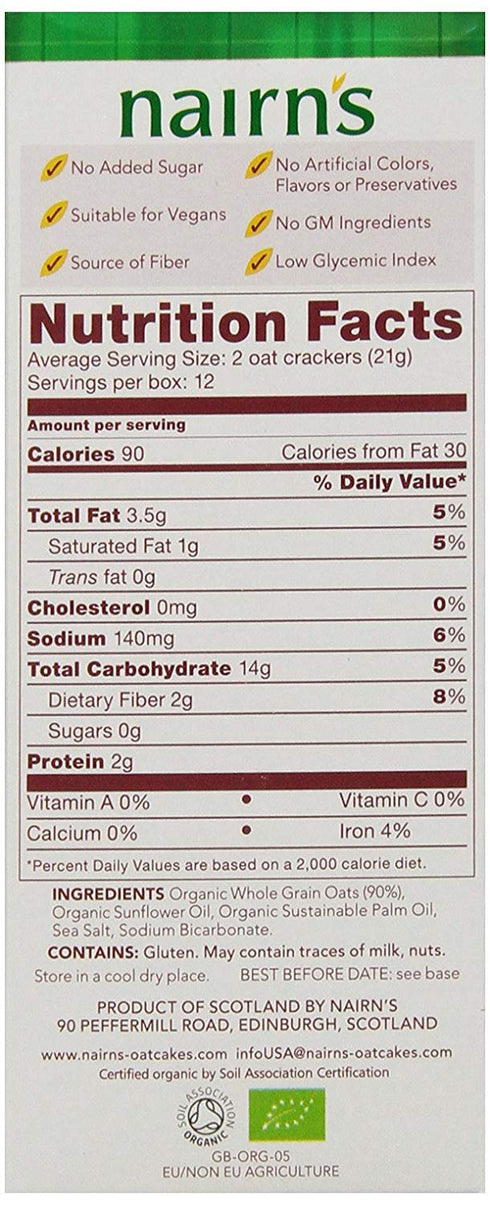 8.8oz Nairn's Organic Whole Grain Oat Crackers
